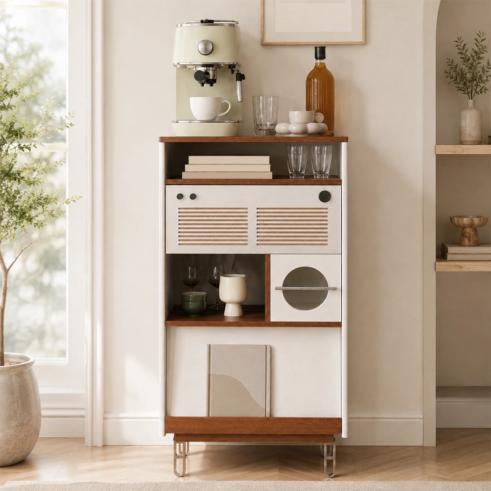 Cherry Wood Mid-Century Coffee Cabinet lifestyle 3