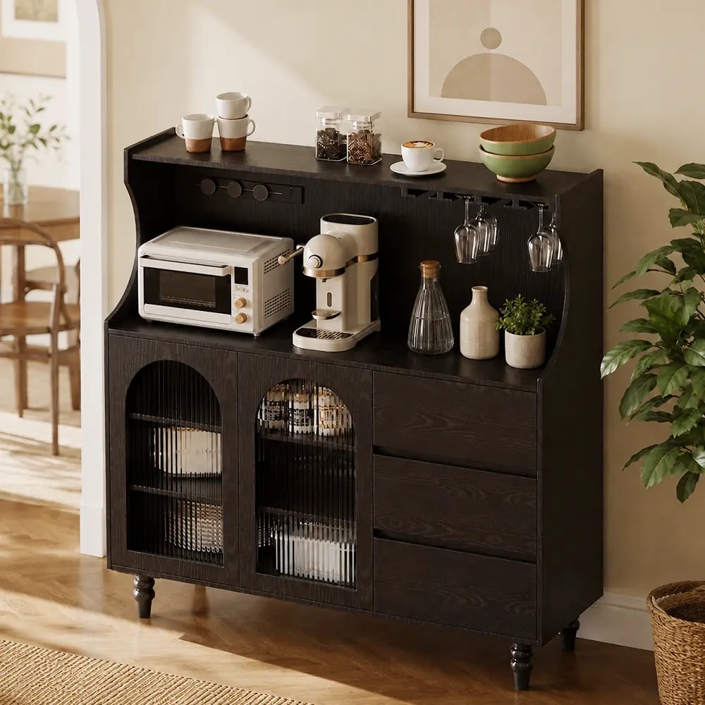 Ash Wood Sideboard with Glass Doors lifestyle 3