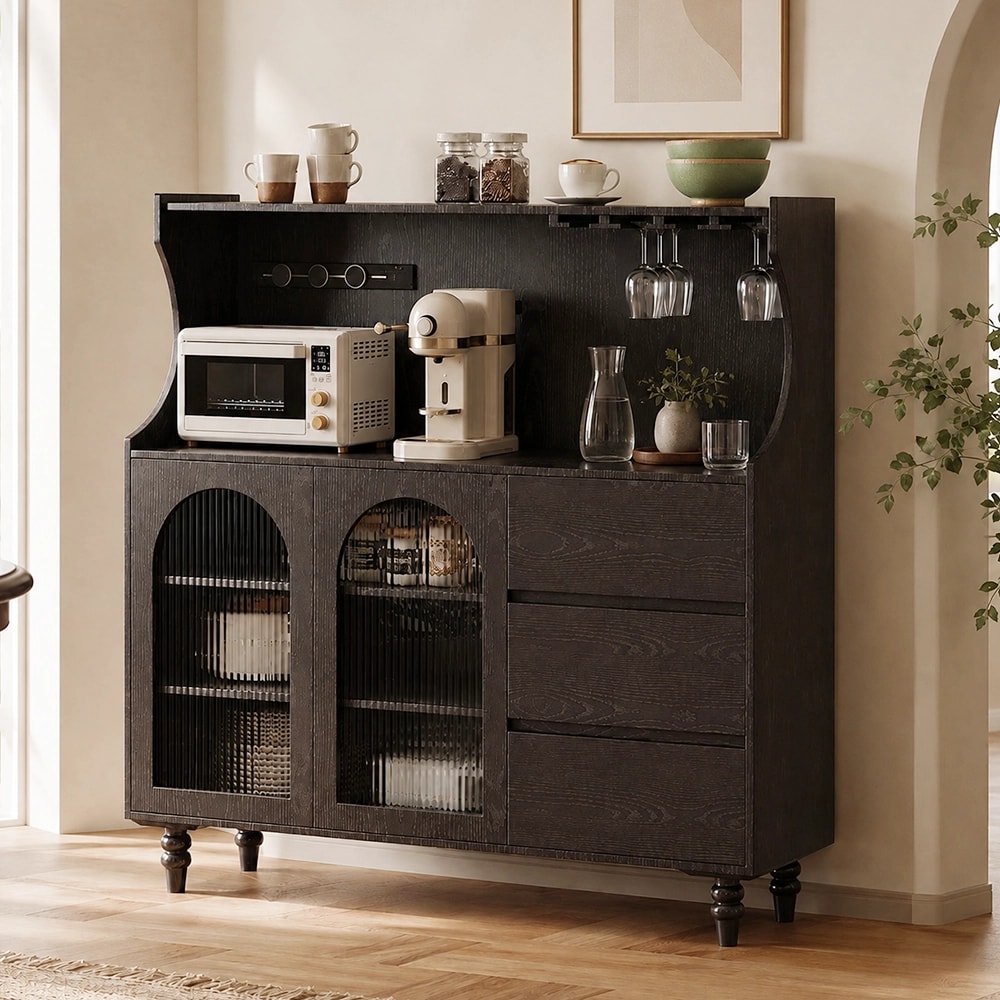 Ash Wood Sideboard with Glass Doors lifestyle 2