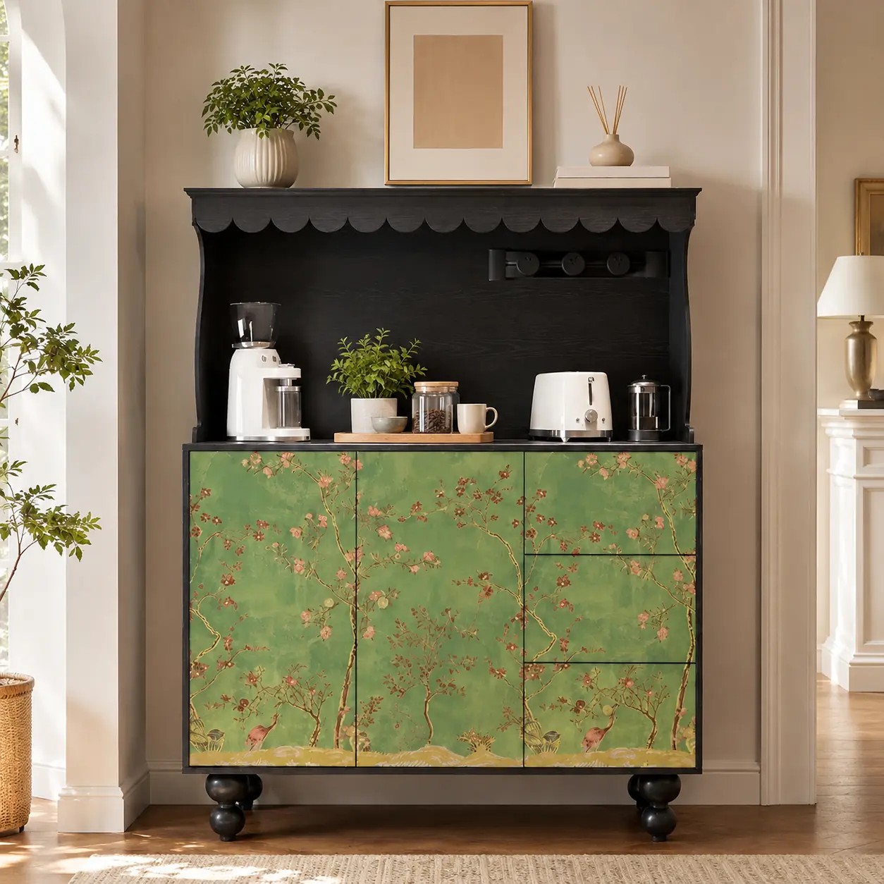Vintage Two-Tone Solid Wood Sideboard lifestyle 1