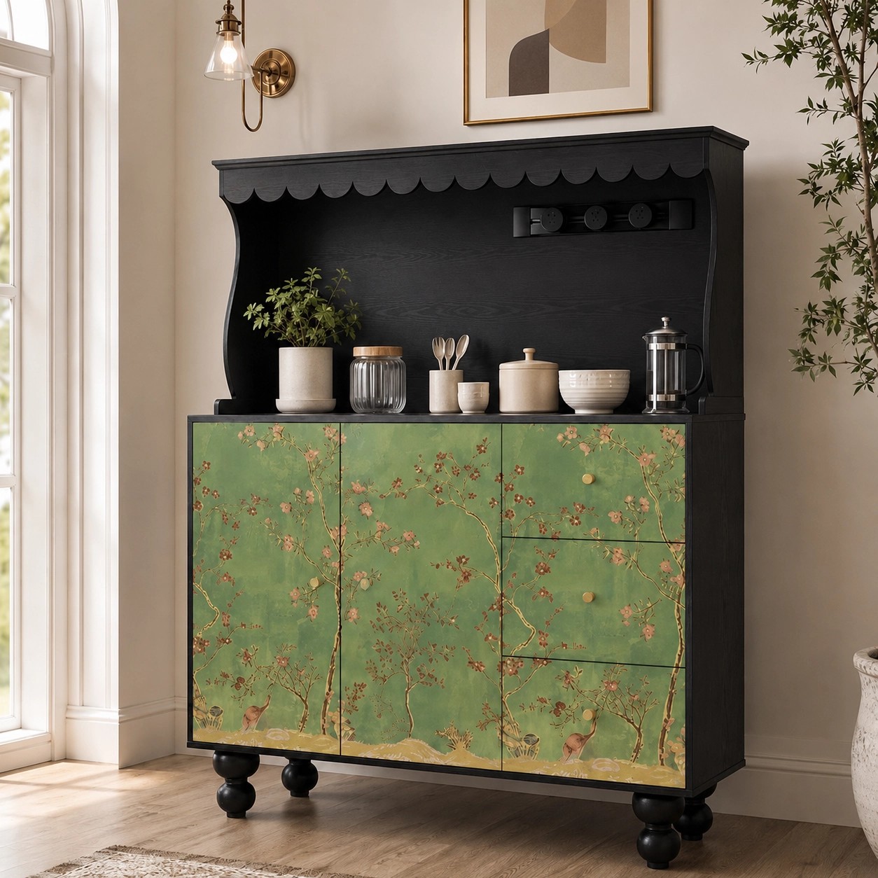 Vintage Two-Tone Solid Wood Sideboard lifestyle 2