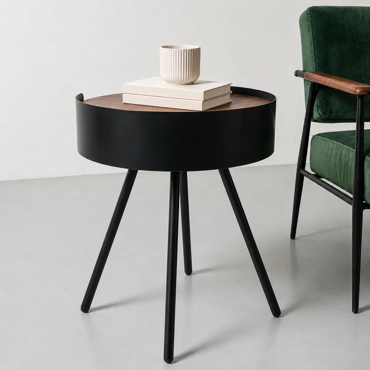 Round Side Table with Storage Drawer lifestyle 3