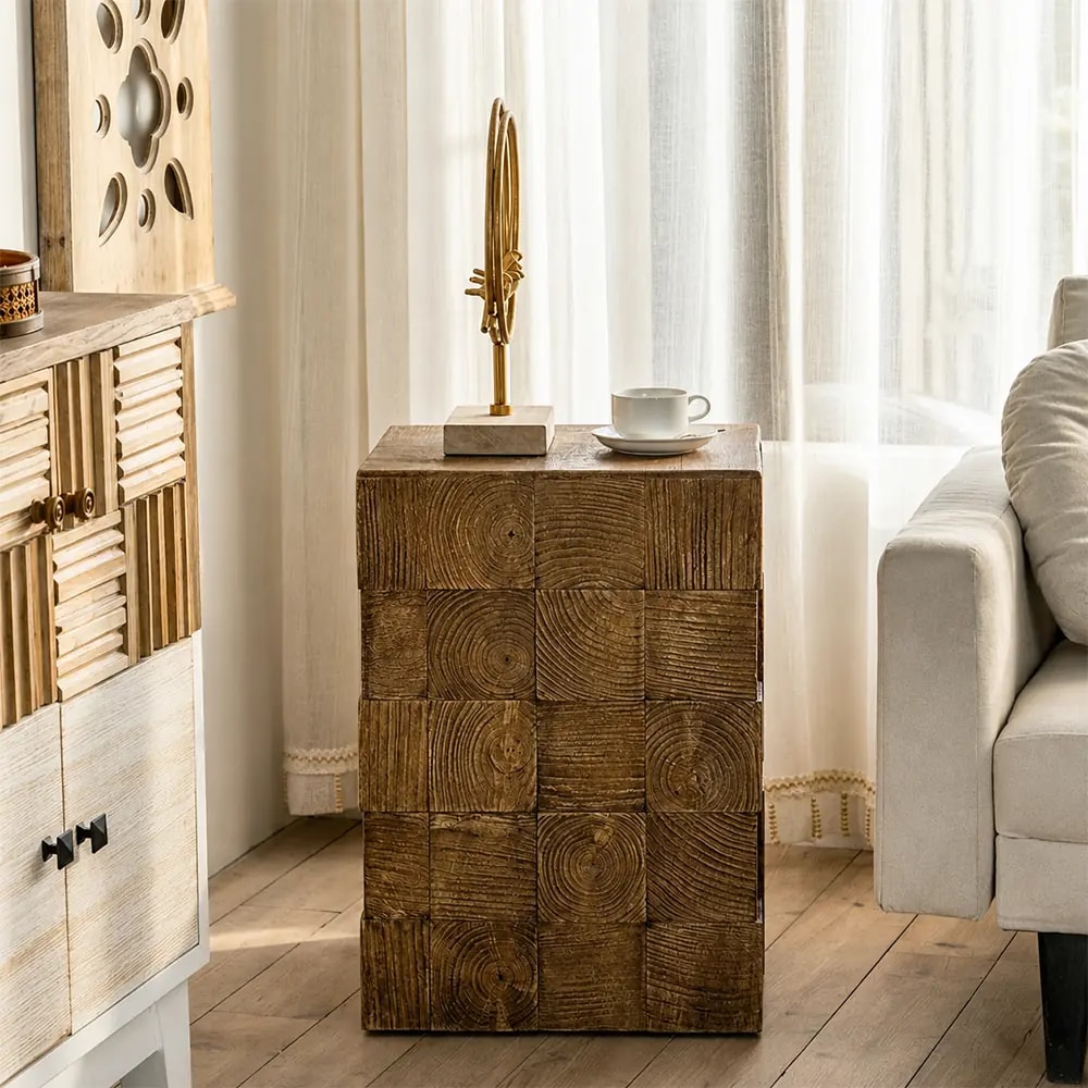 Wabi-Sabi Pine Storage Side Table lifestyle 3