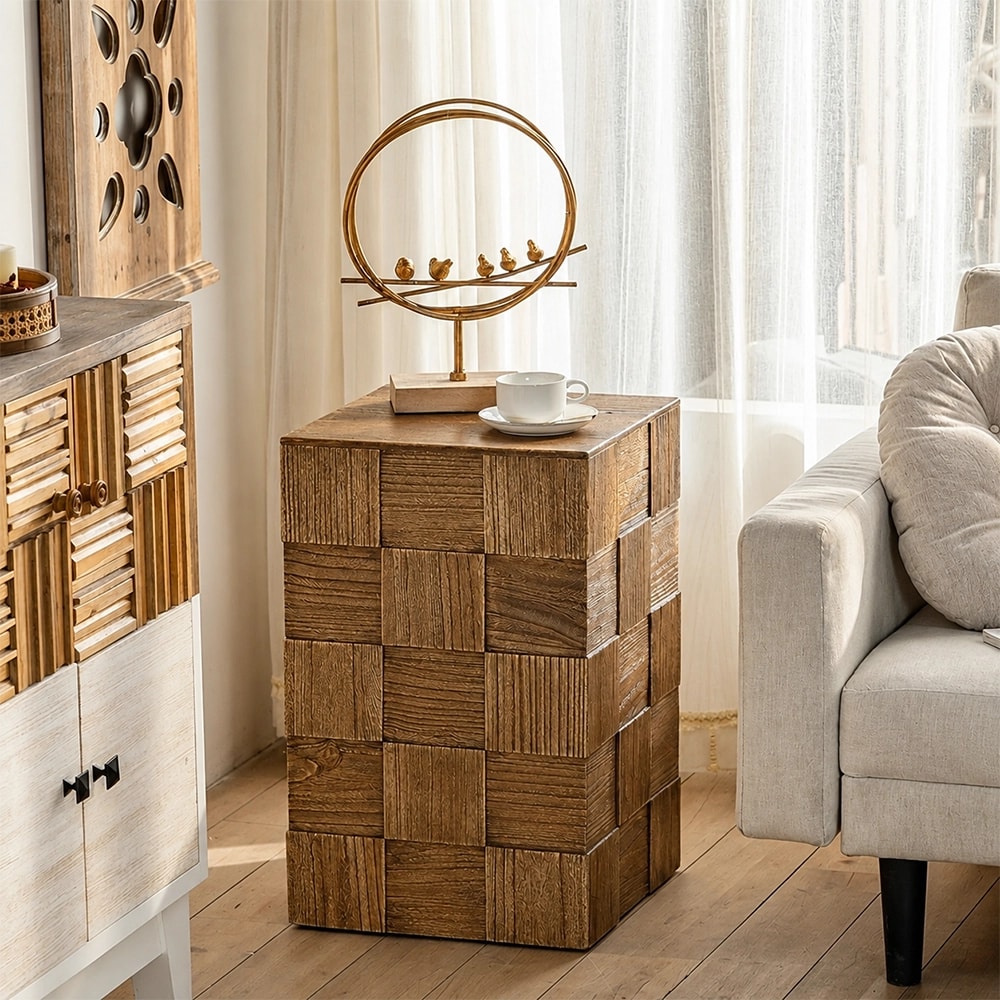Wabi-Sabi Pine Storage Side Table lifestyle 2