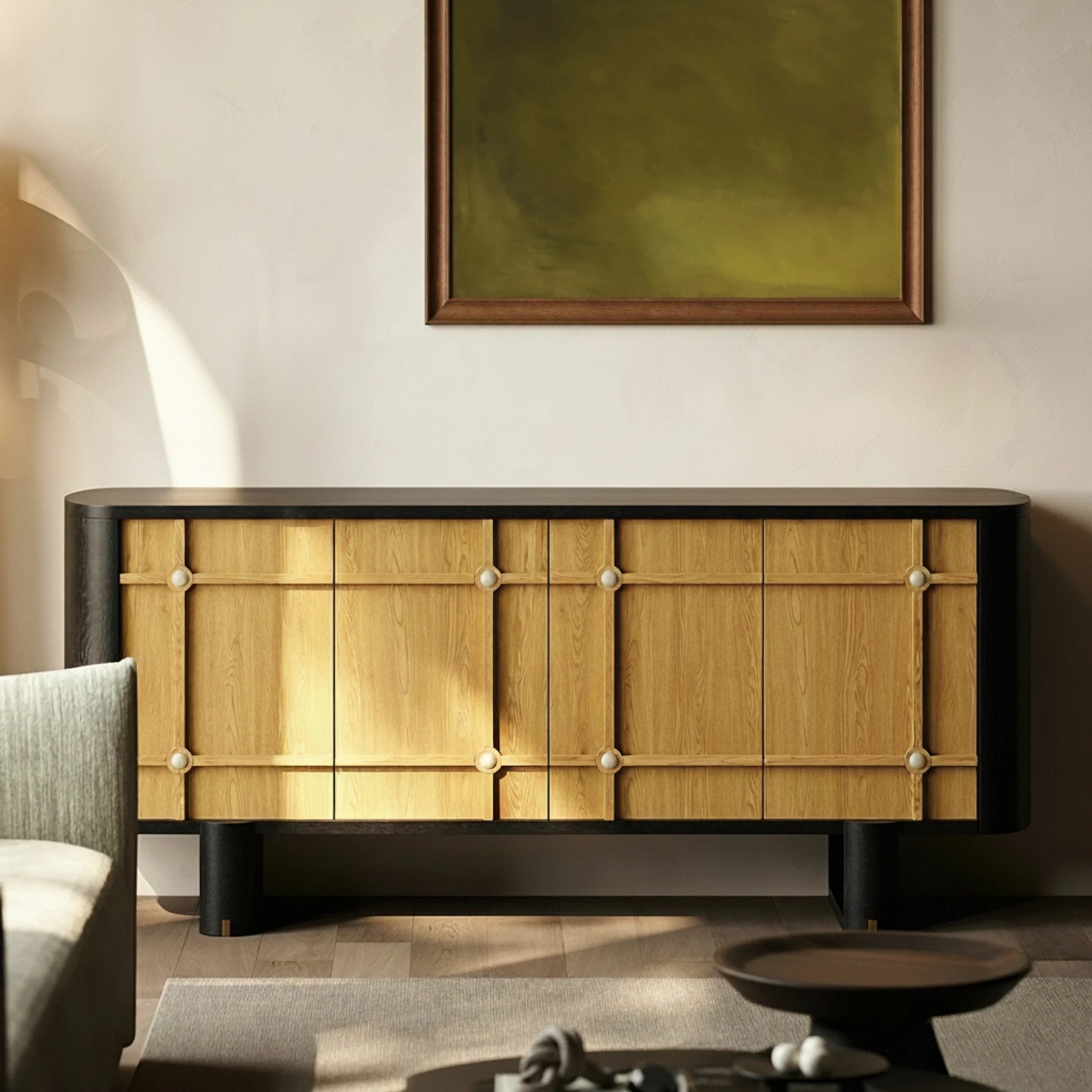 Wabi-Sabi Wood and Black Sideboard lifestyle 1