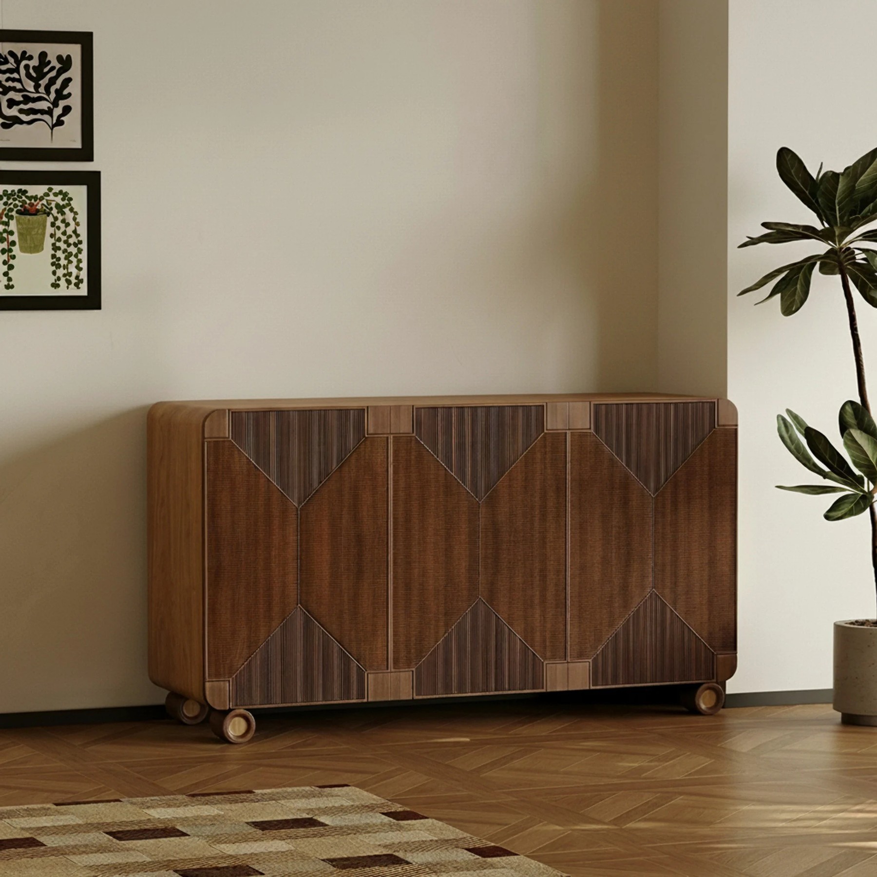 Mid-Century Striped Sideboard lifestyle 1