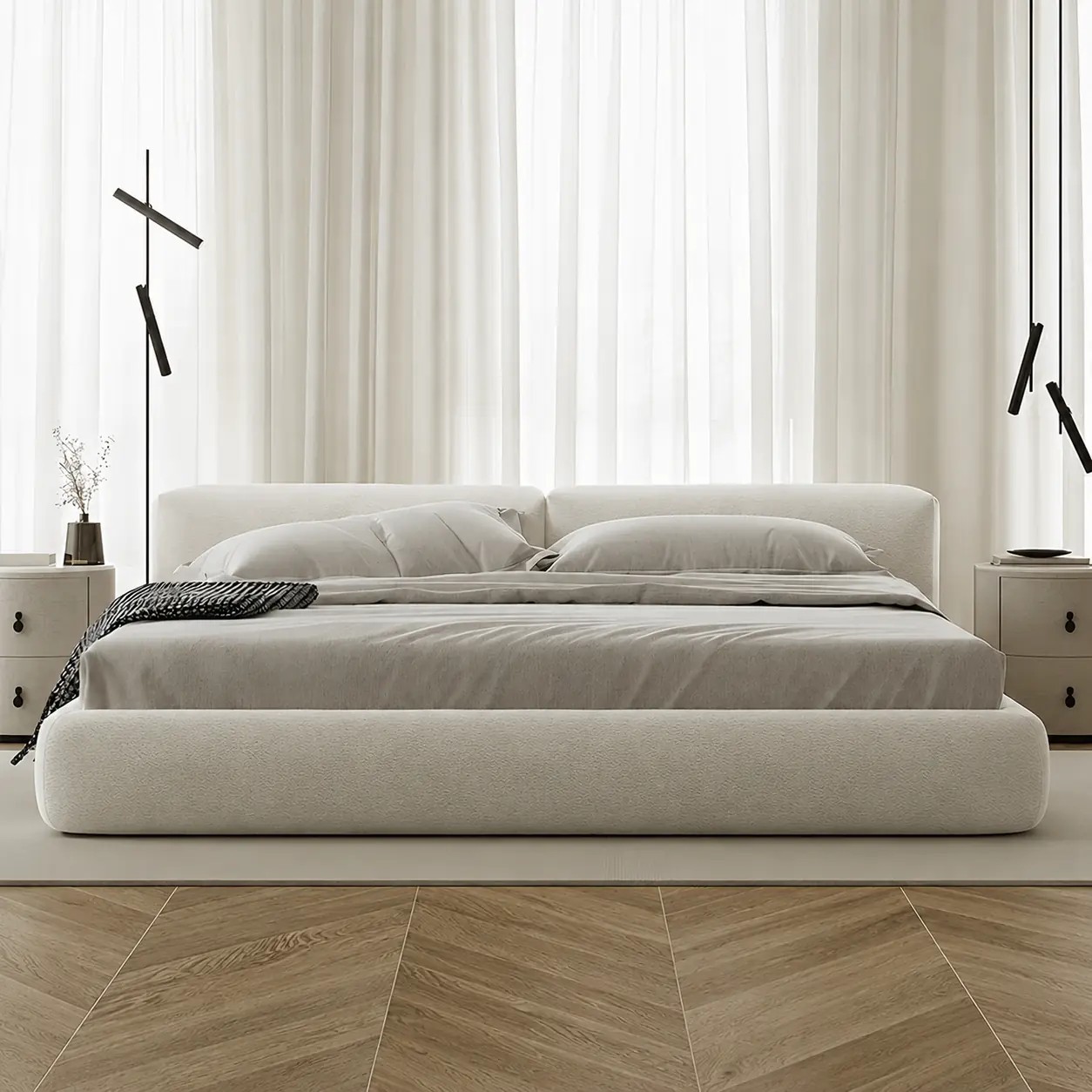 Minimalist Upholstered Bed Frame lifestyle 2