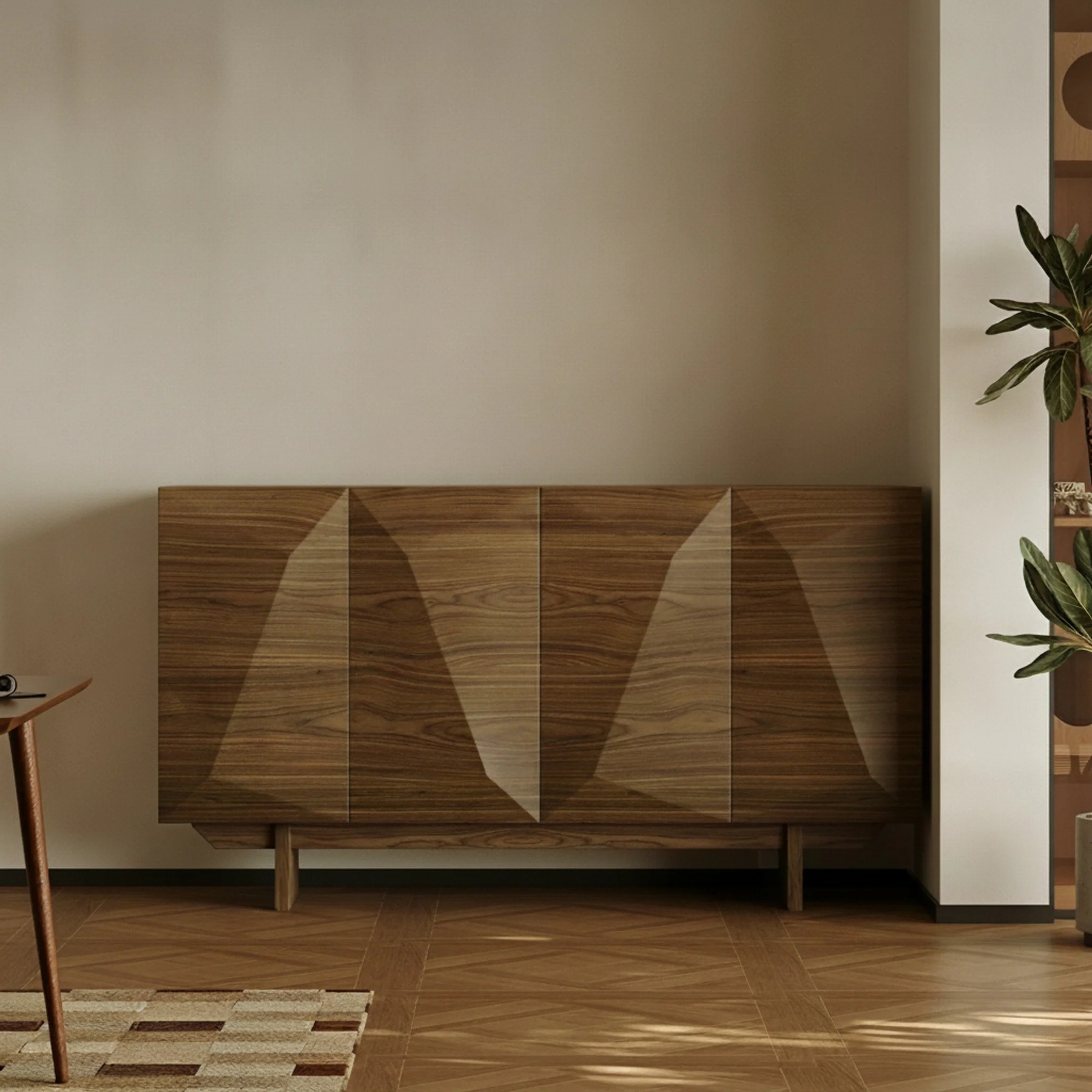 Walnut Geometric Sideboard lifestyle 1