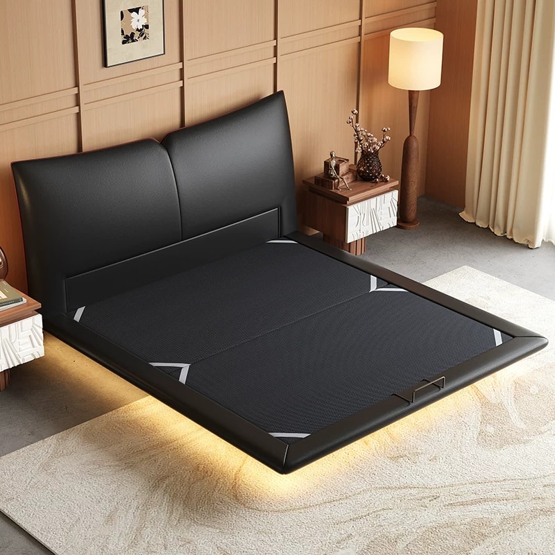 Floating Leather Upholstered Bed lifestyle 1