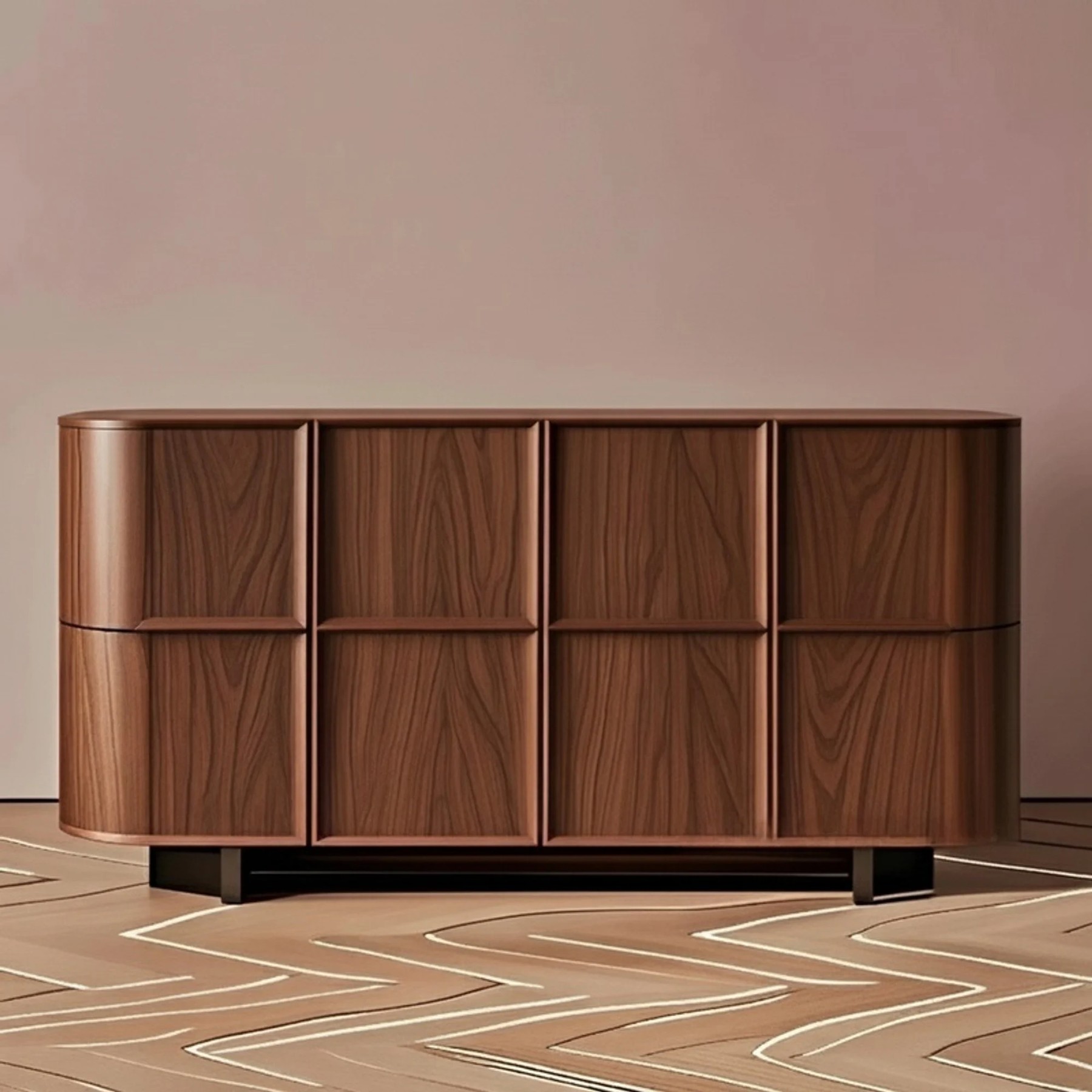 Minimalist Walnut Lacquer Sideboard lifestyle 1