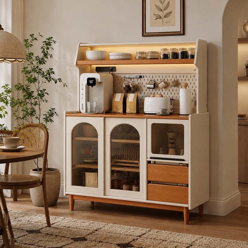 Modern Solid Wood Media Console with LED Lights lifestyle 3
