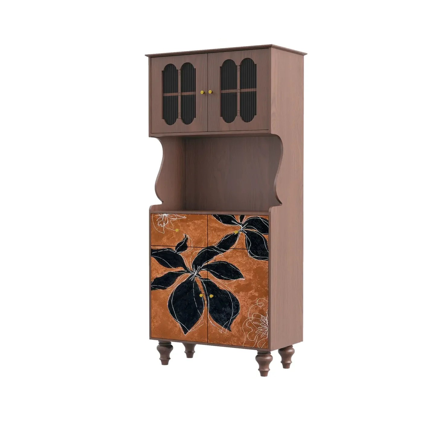 Mid-Century Solid Wood Display Cabinet lifestyle 1
