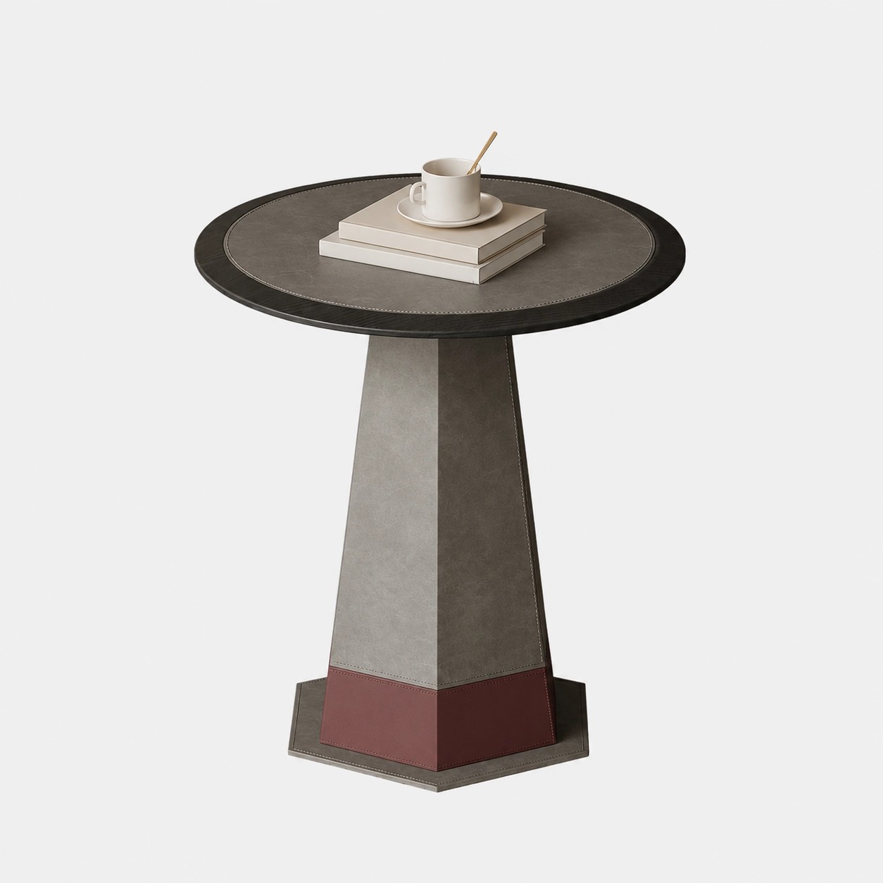 Round Saddle Leather Side Table lifestyle 1