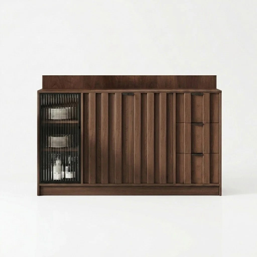 Solid Pine Sideboard with Reeded Glass lifestyle 1