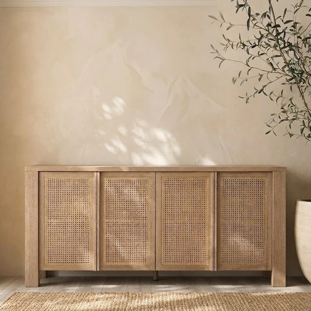 Solid Ash Rattan Sideboard lifestyle 1