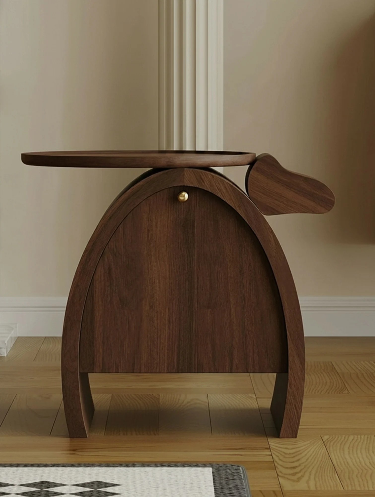 Wabi-Sabi Walnut Veneer Side Table lifestyle 1