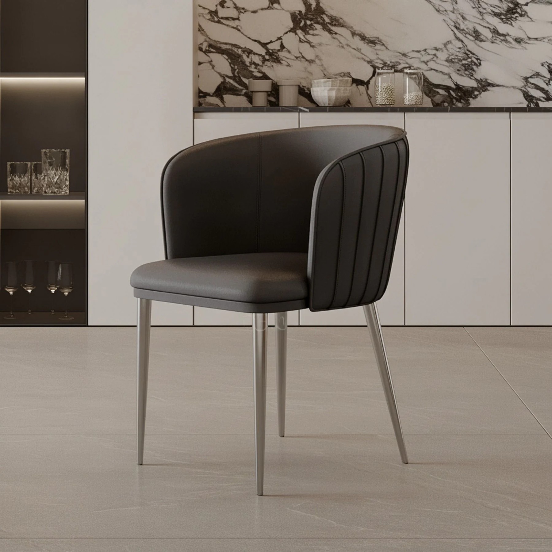 Leather Dining Chair with Metal Frame lifestyle 1