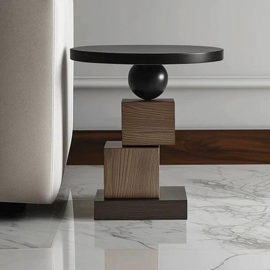 Geometric Solid Wood Side Table lifestyle 1