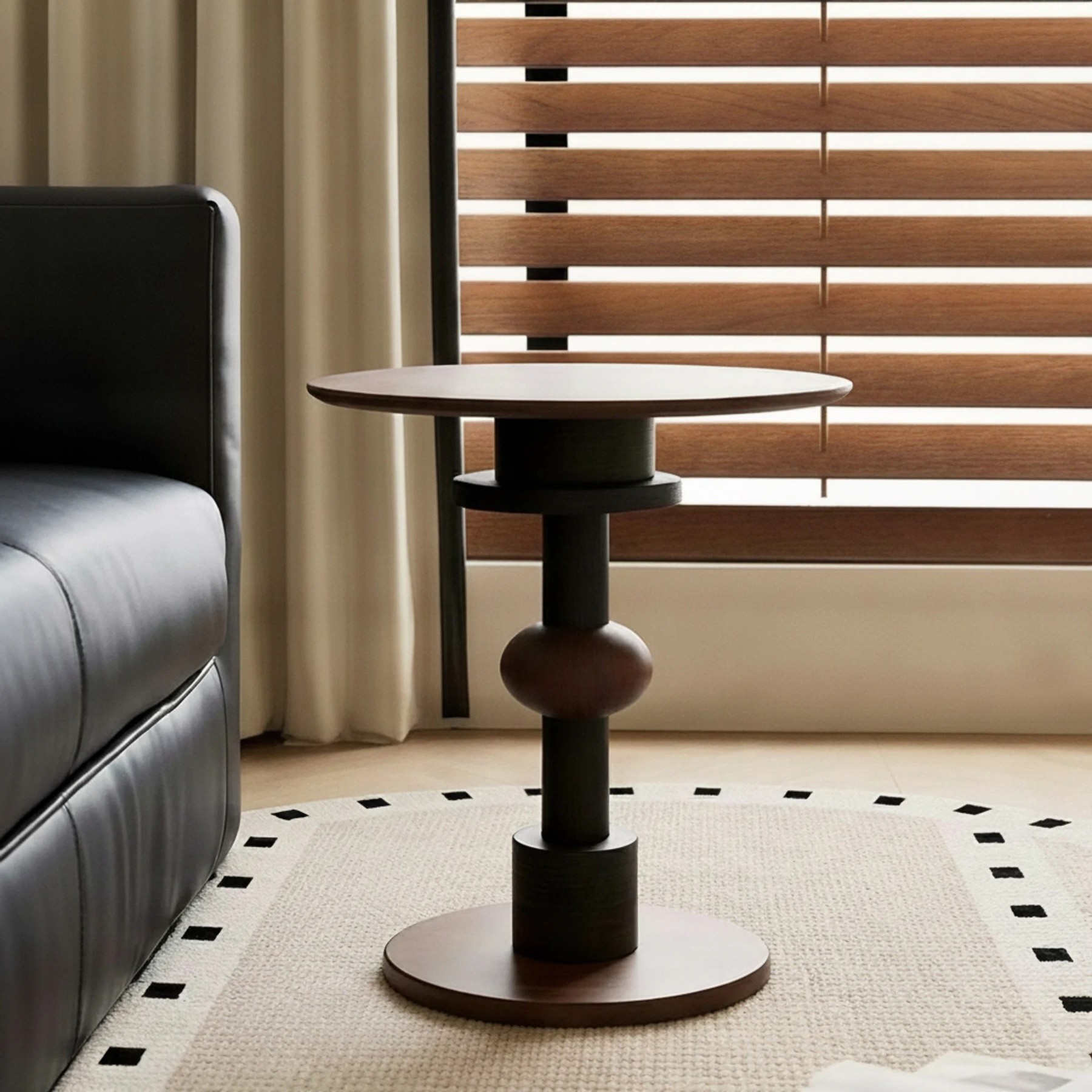 Mid-Century Round Ash Side Table lifestyle 1