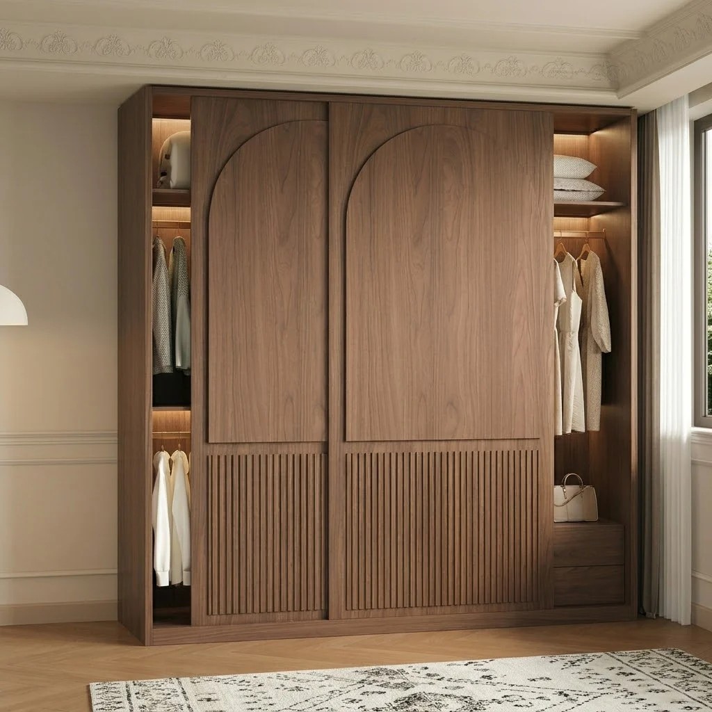 Walnut Sliding Door Wardrobe lifestyle 2