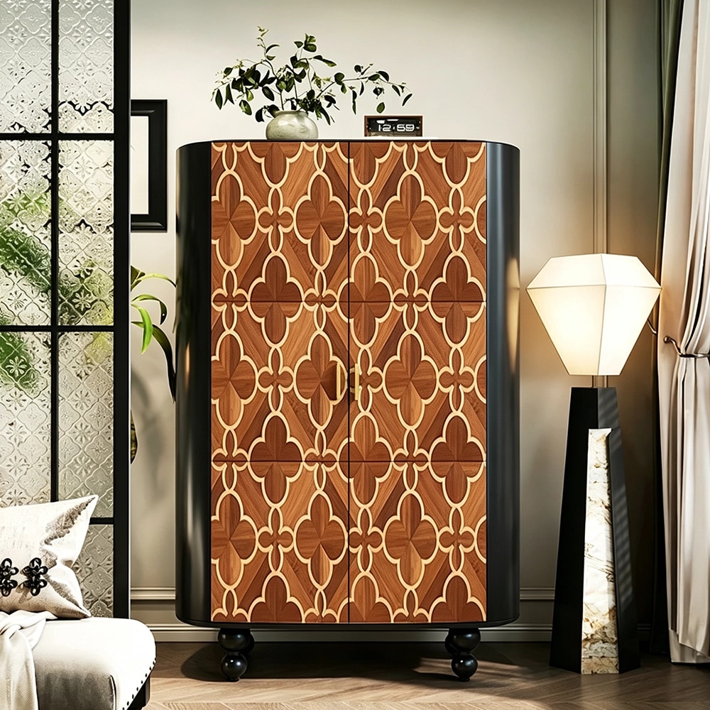 Walnut & Black Geometric Wardrobe lifestyle 3