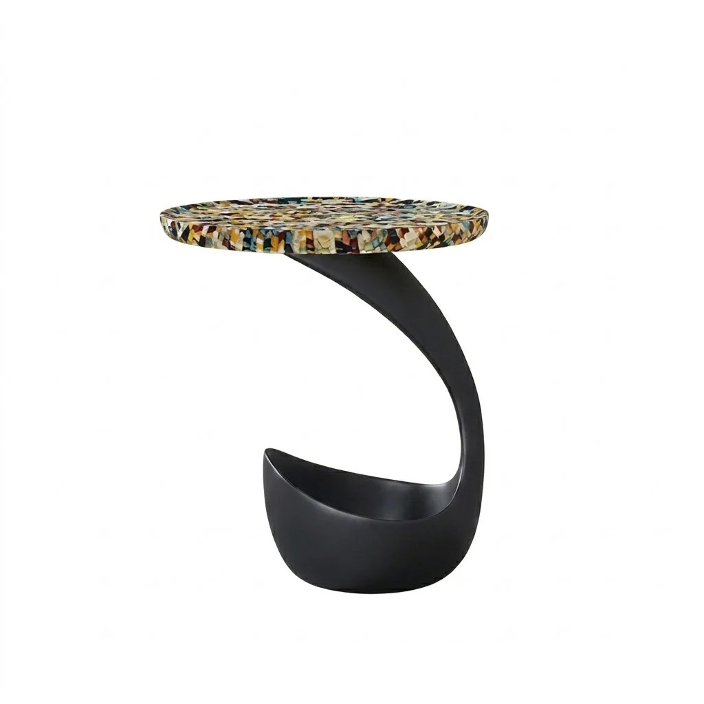 Sculptural Solid Wood Accent Table lifestyle 1