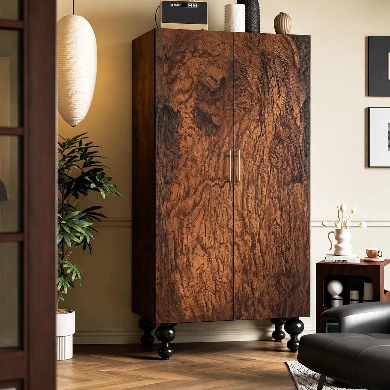 Black & Walnut Minimalist Wardrobe lifestyle 3