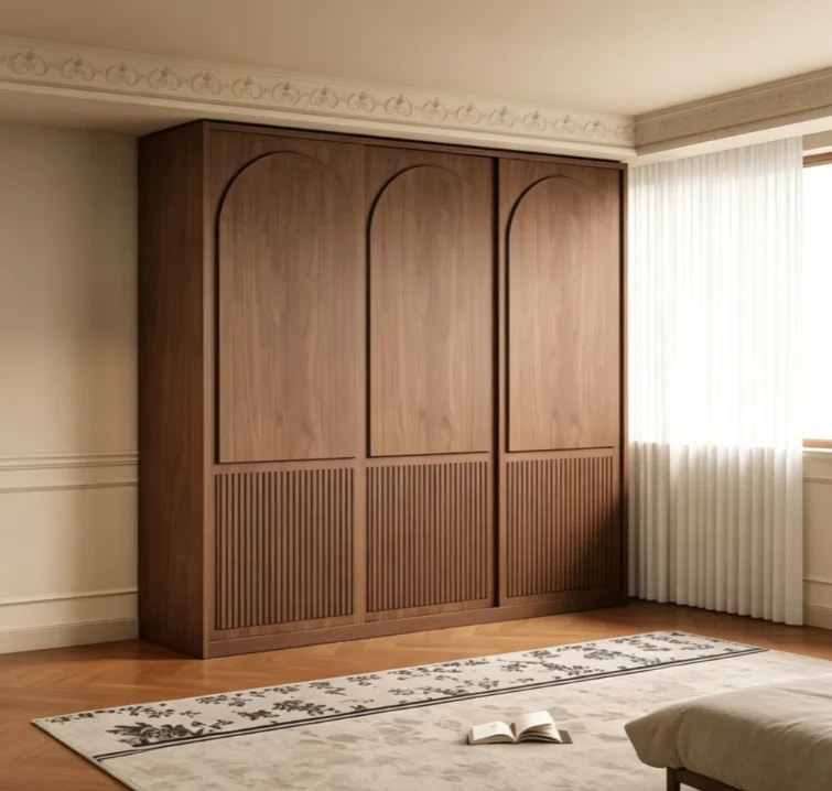 Walnut Sliding Door Wardrobe lifestyle 1