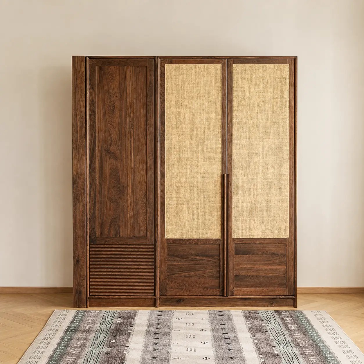 Black Walnut Rattan Wardrobe lifestyle 1