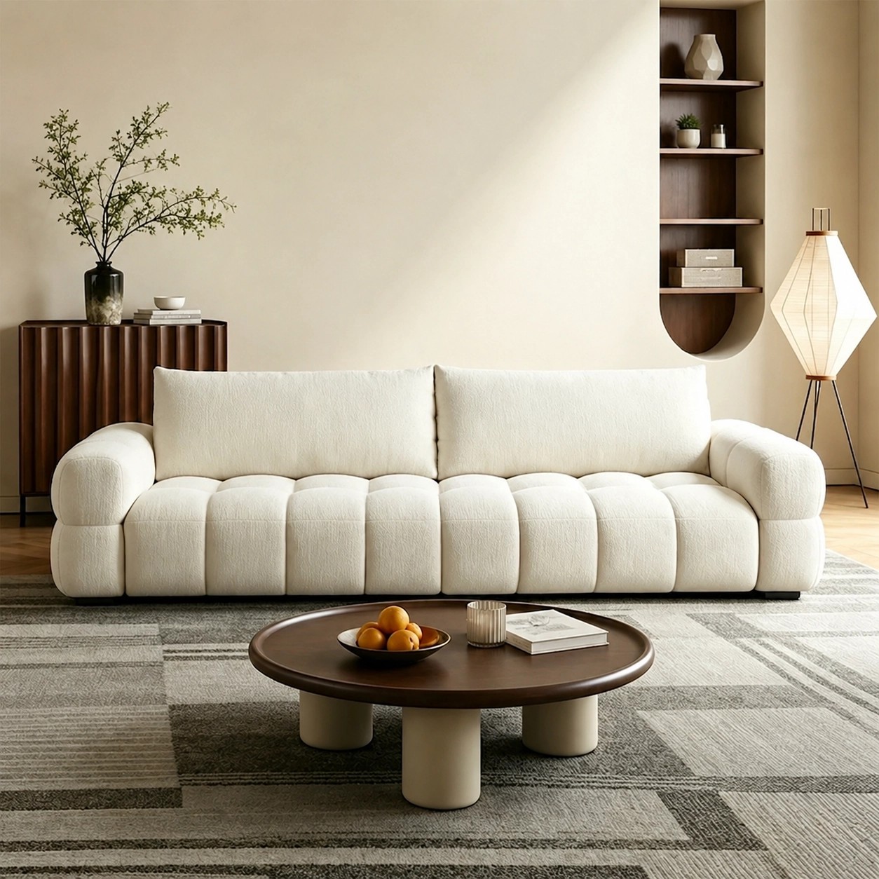 Cream Chenille Sofa lifestyle 2
