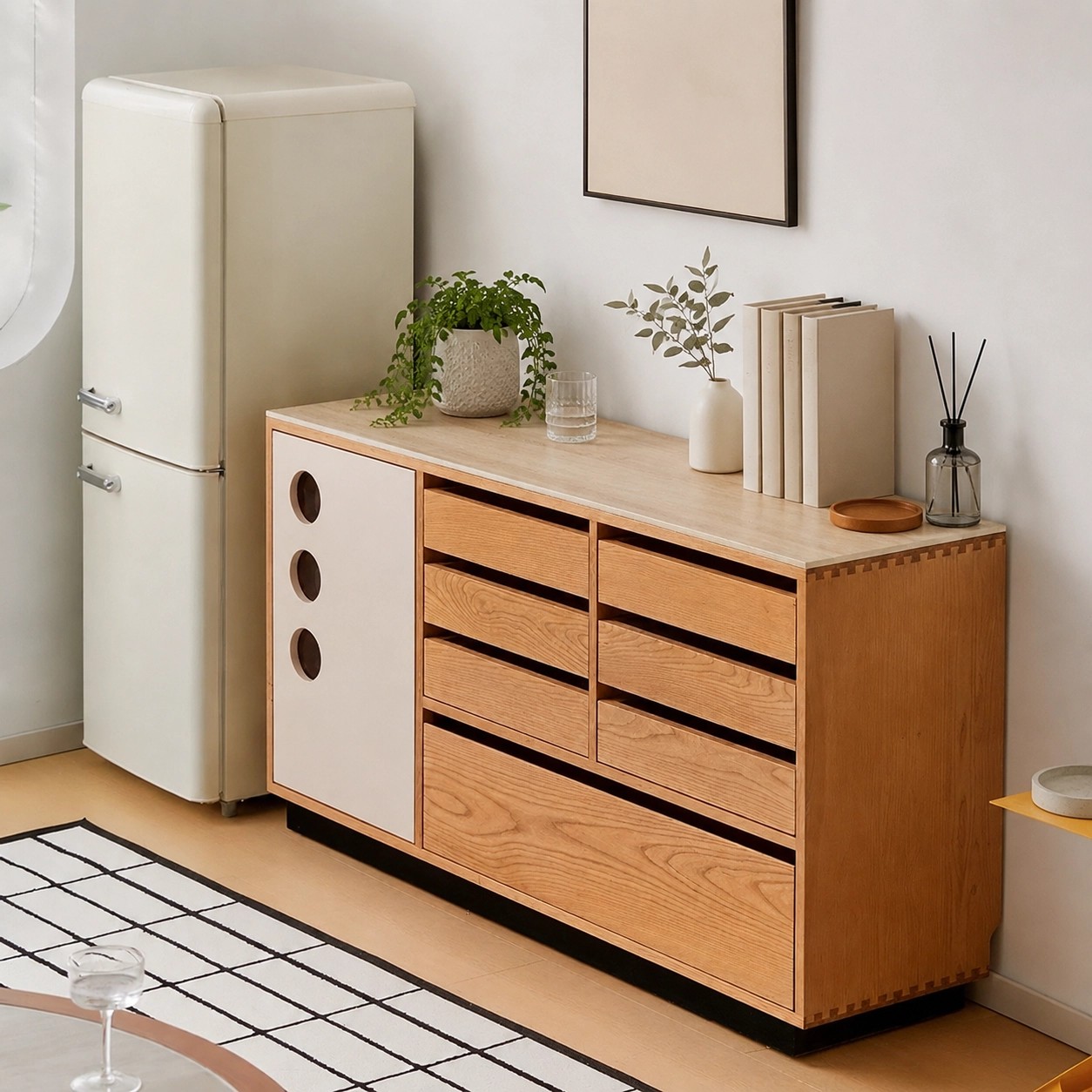 Cherry Wood Sideboard with Stone Top lifestyle 3