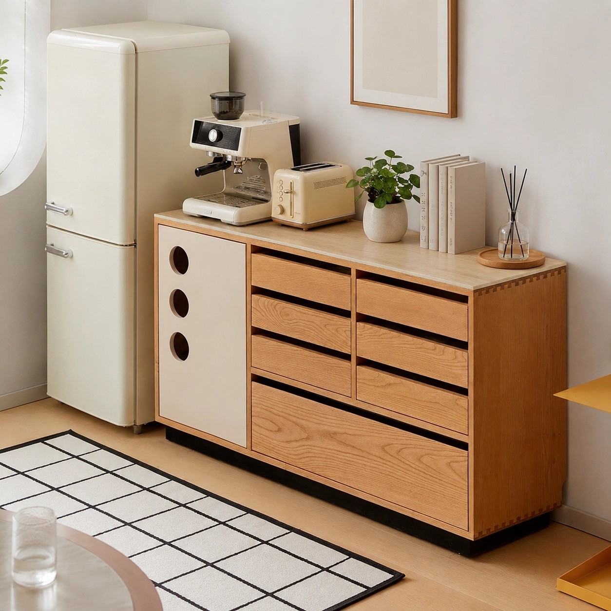 Cherry Wood Sideboard with Stone Top lifestyle 2
