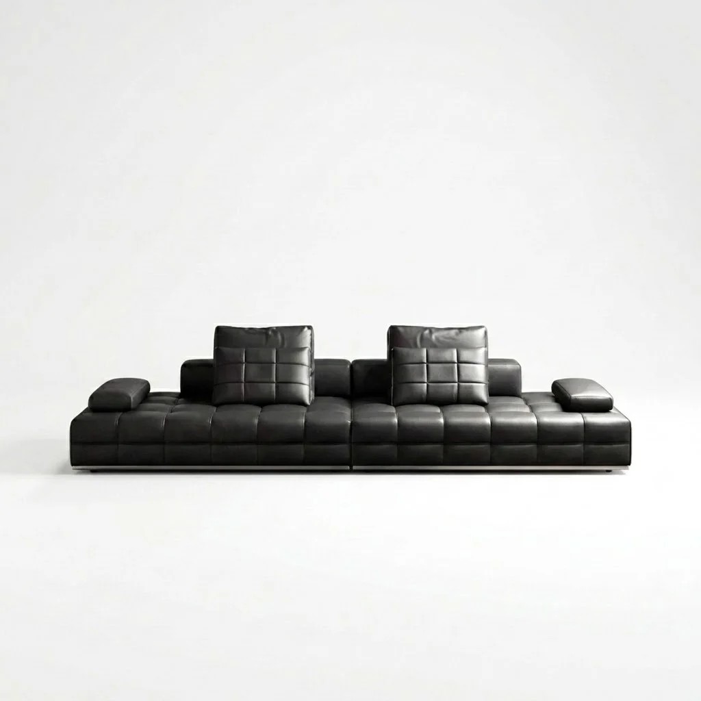 Black Modular Leather Sofa lifestyle 1