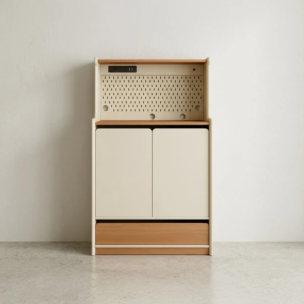 Cream & Wood Pegboard Sideboard lifestyle 1