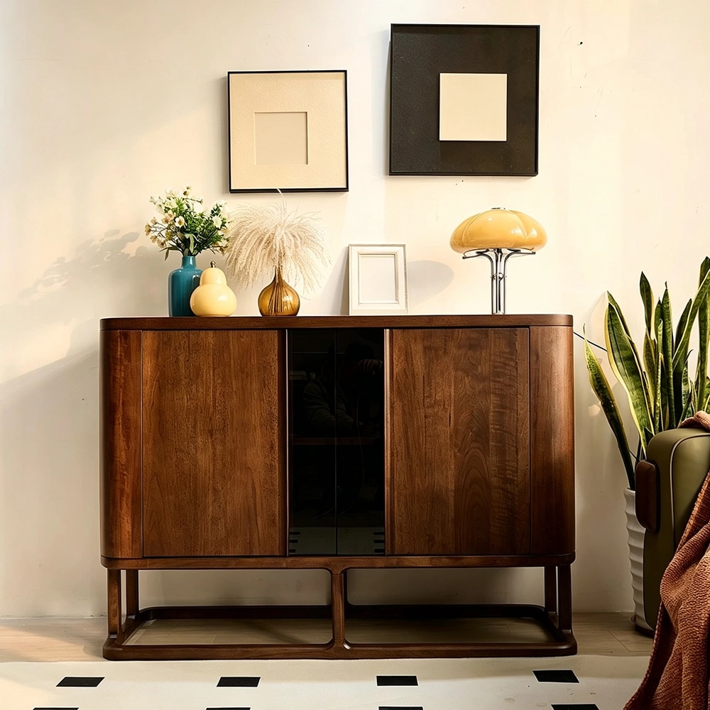 Solid Walnut Modern Sideboard lifestyle 2