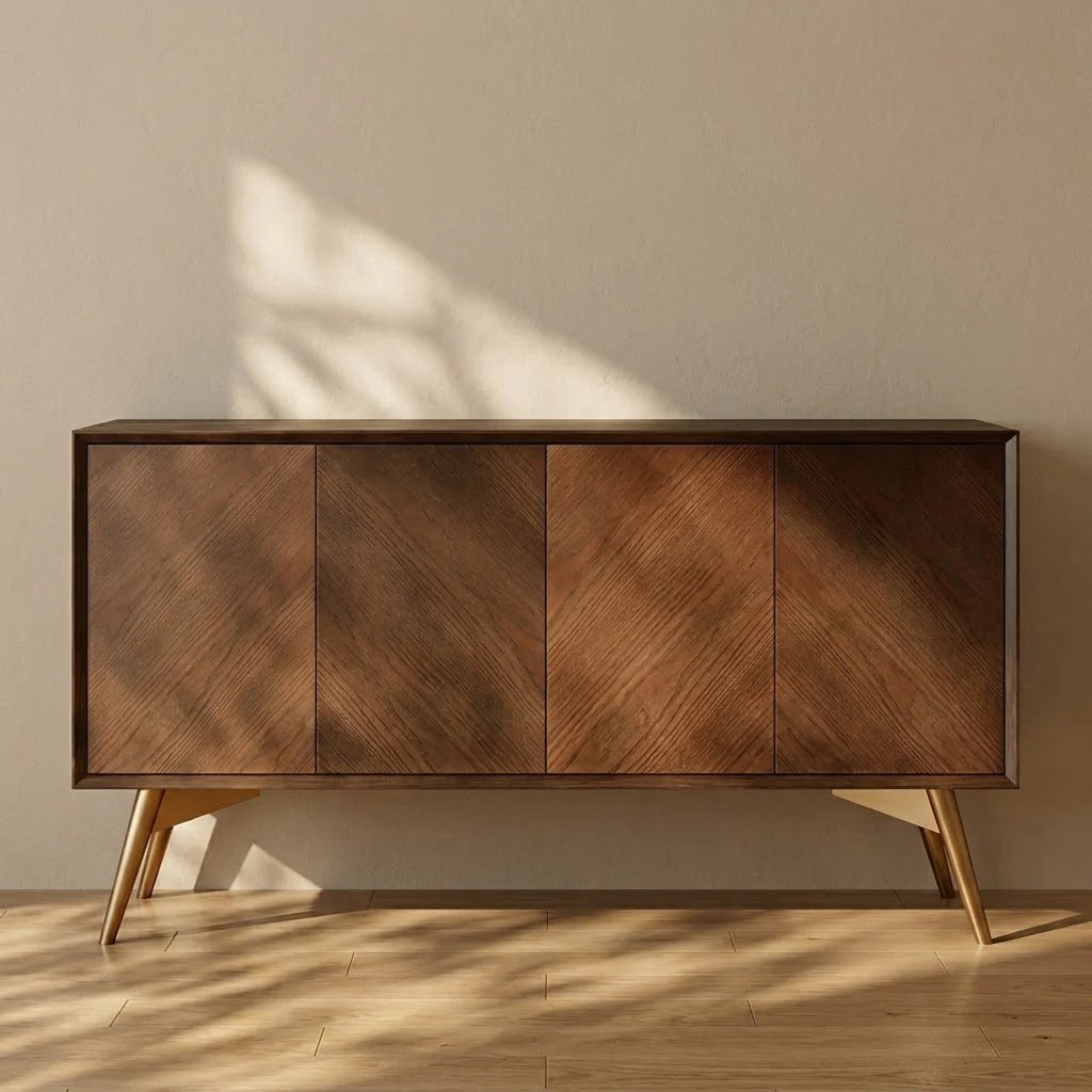 Solid Wood Herringbone Sideboard lifestyle 1