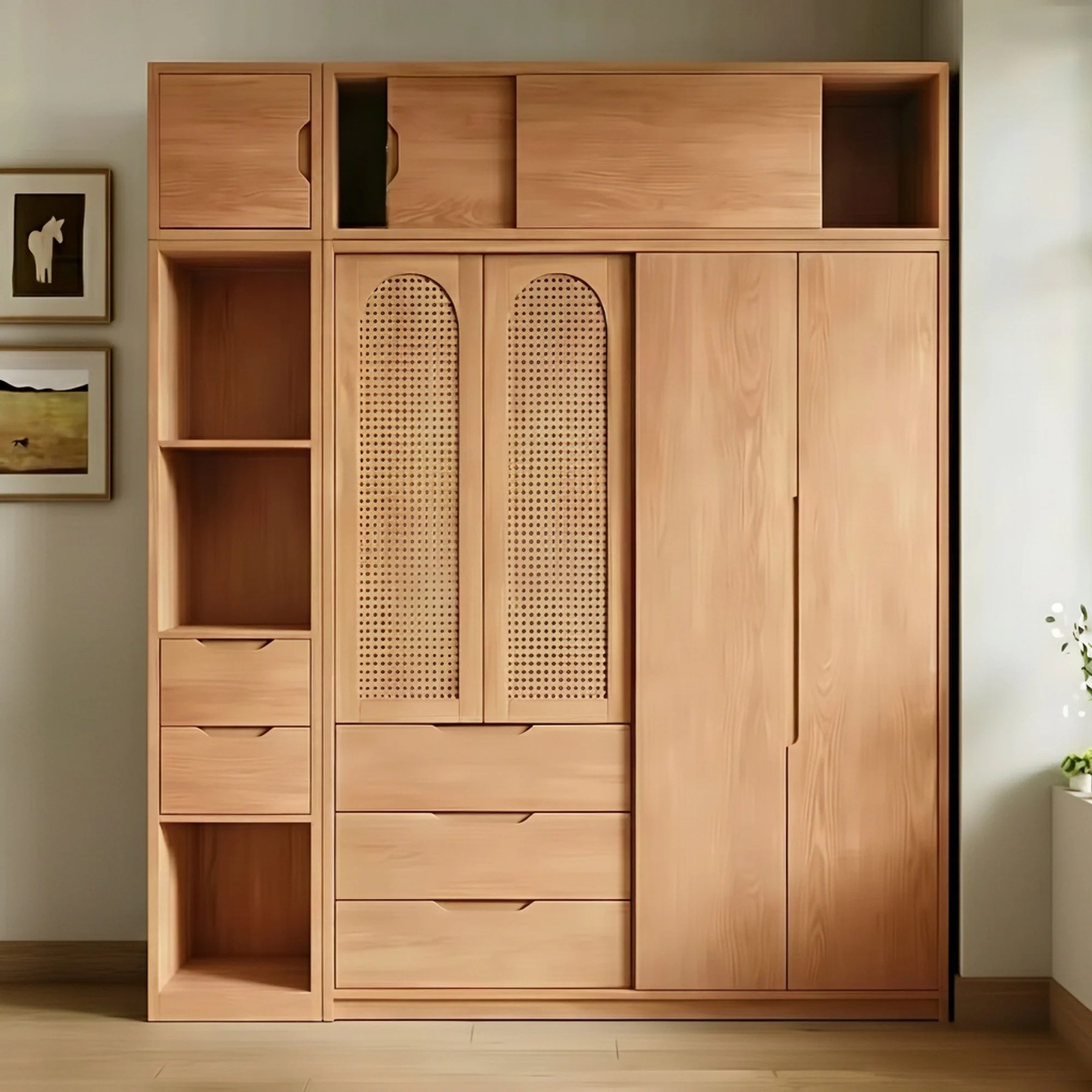 Vintage Walnut Sliding Door Wardrobe lifestyle 2