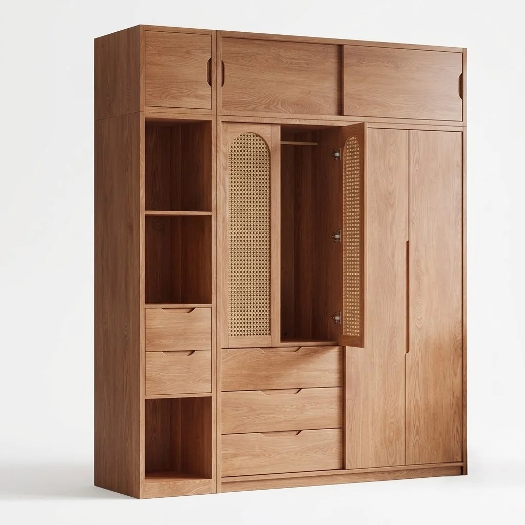 Vintage Walnut Sliding Door Wardrobe lifestyle 1