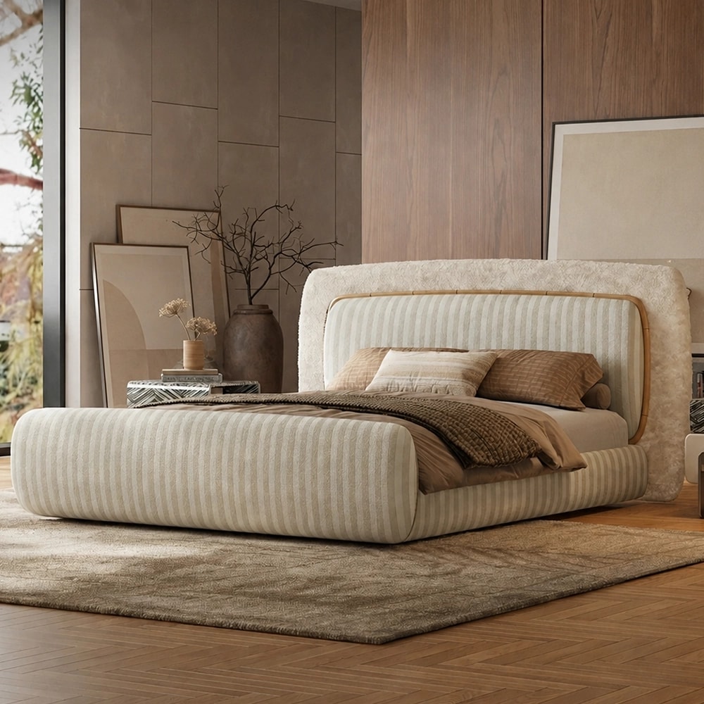 Boucle Fluted Upholstered Bed lifestyle 1