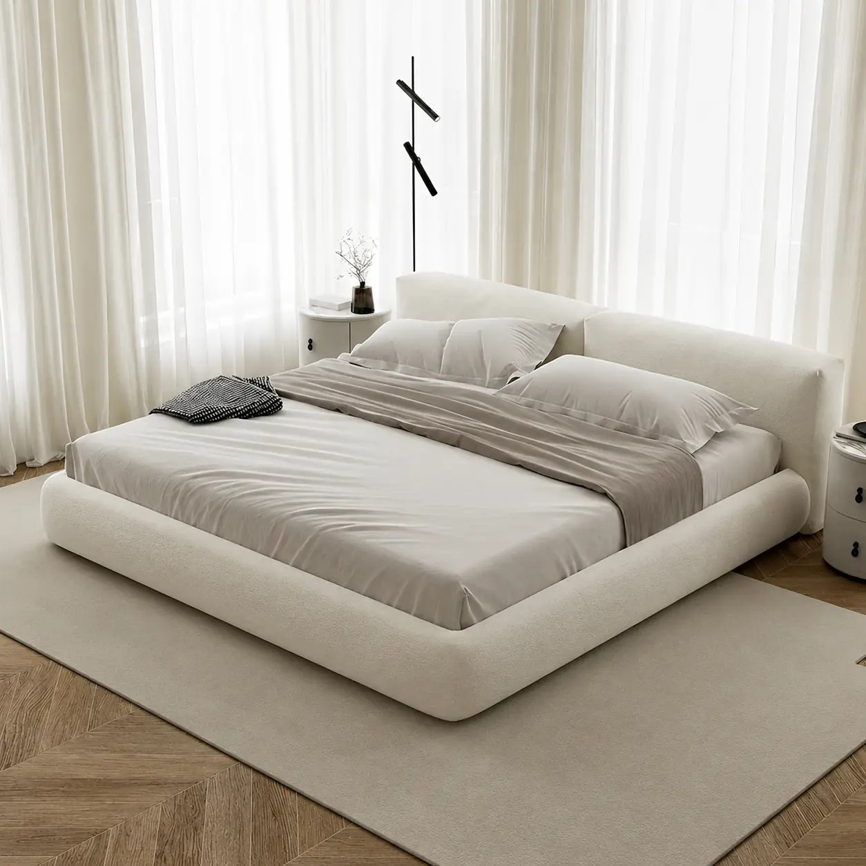 Minimalist Upholstered Bed Frame lifestyle 1