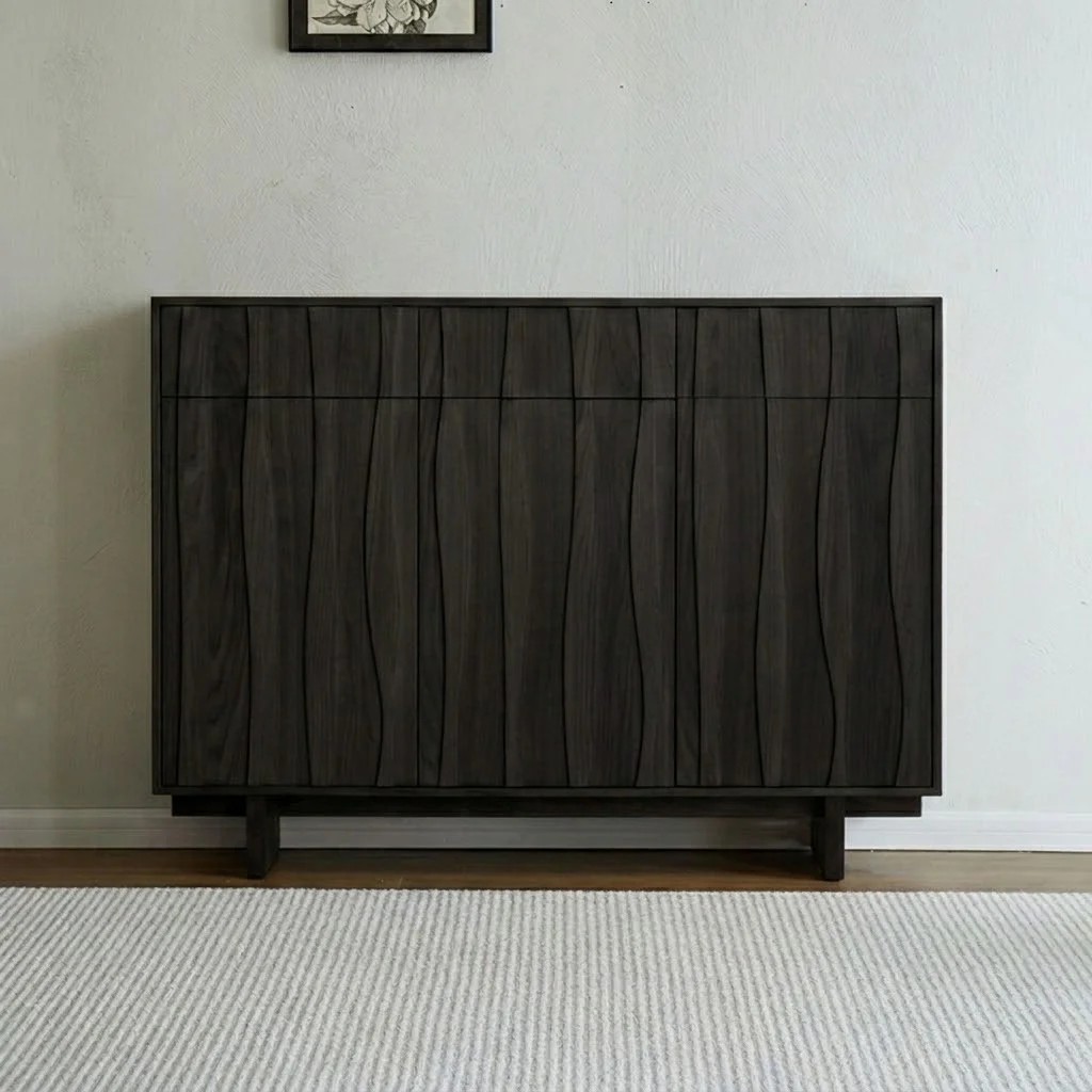 Mid-Century Solid Wood Shoe Cabinet lifestyle 1