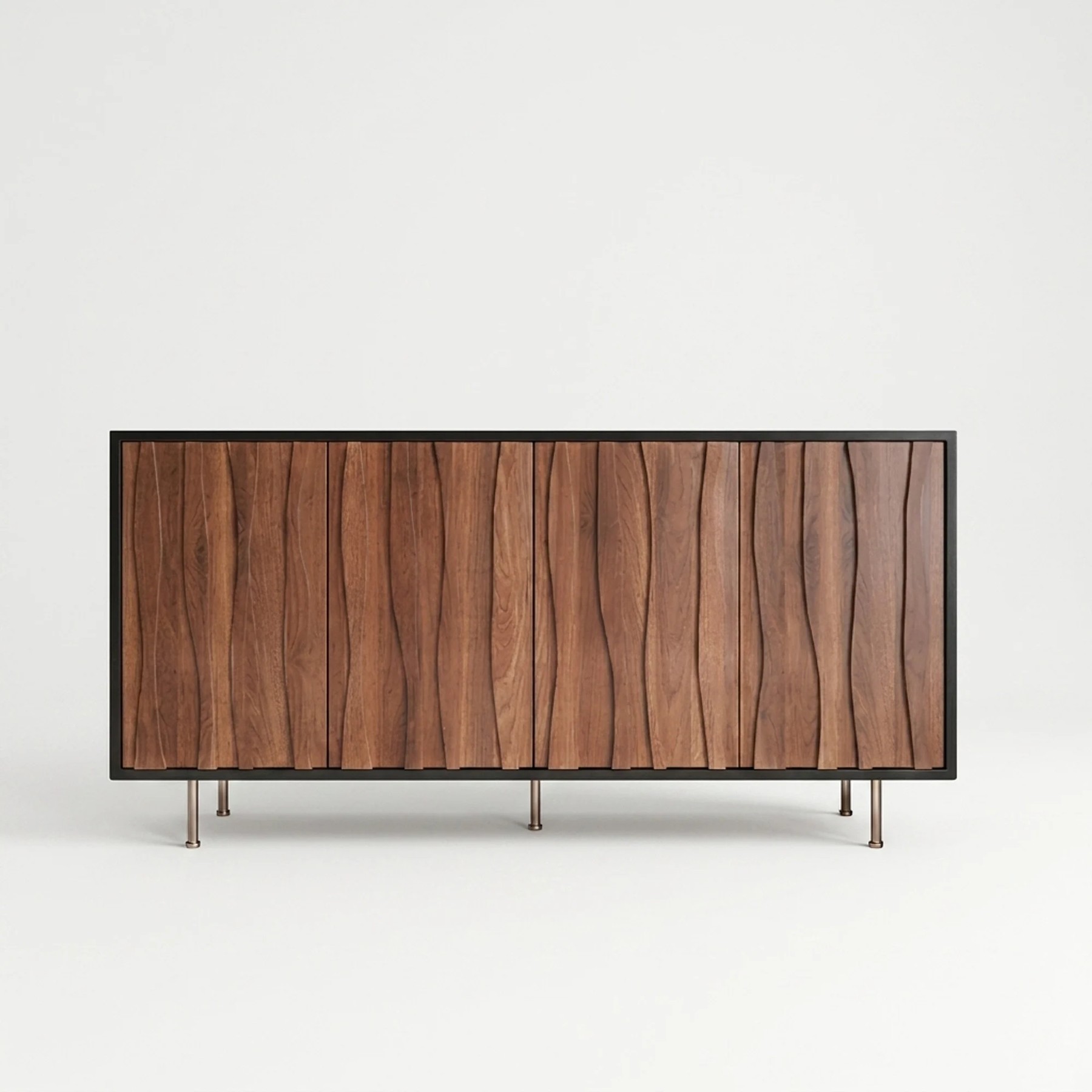 Mid-Century Solid Wood Slatted Sideboard lifestyle 1