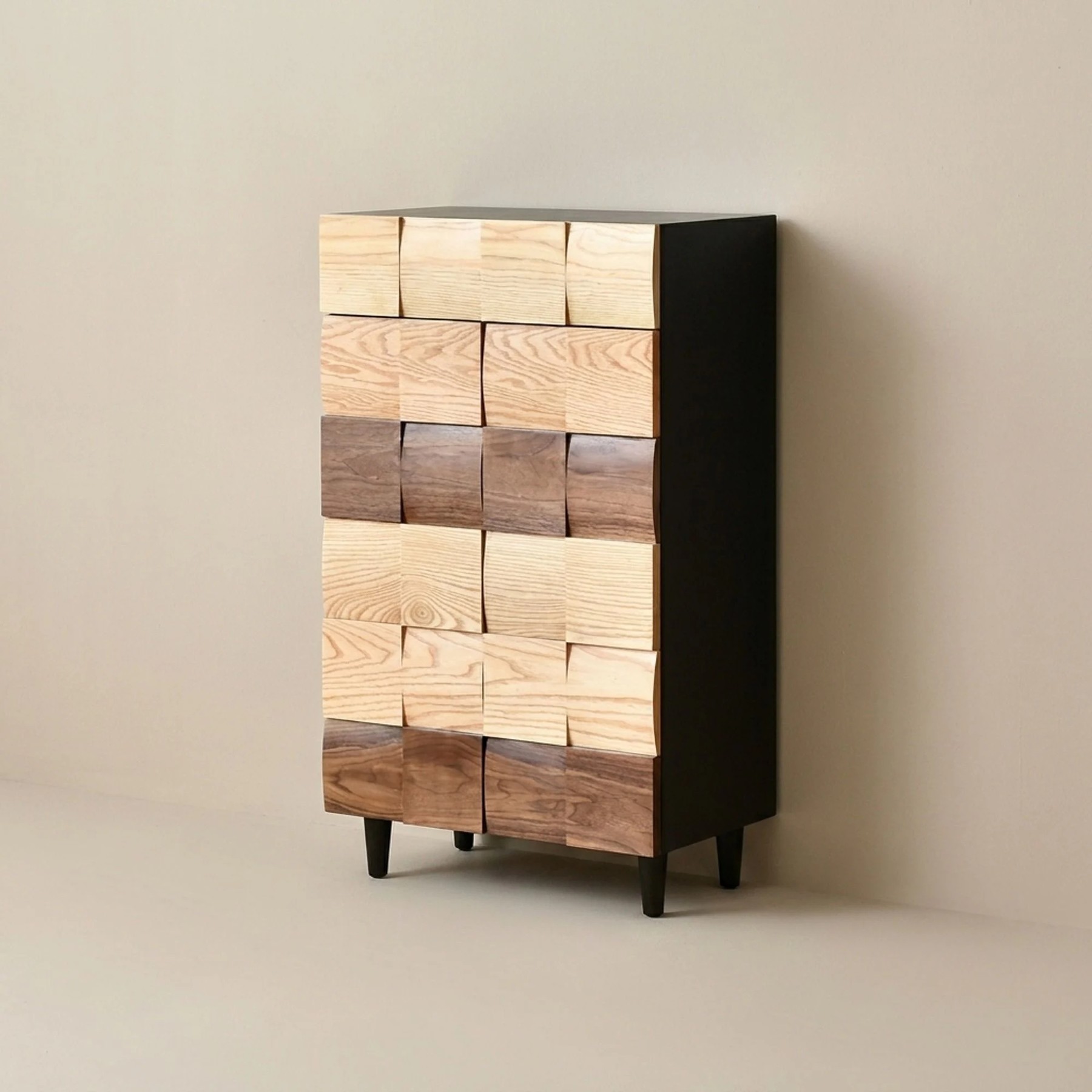 Solid Wood Patchwork Shoe Cabinet lifestyle 1