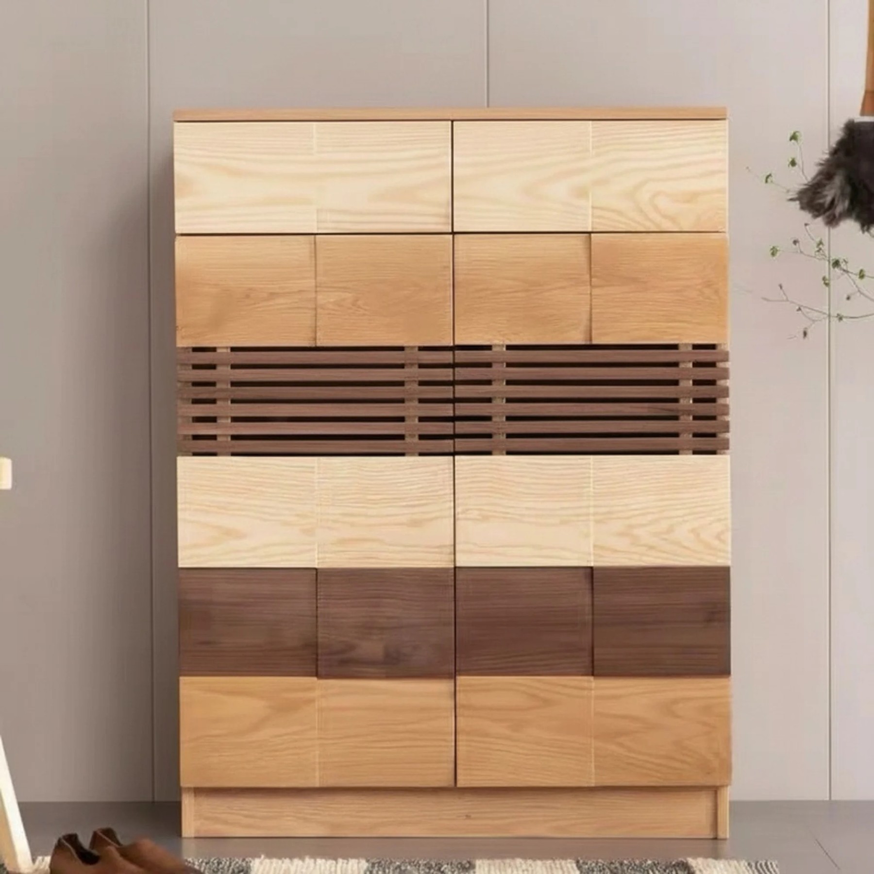 Nordic Wood Entryway Cabinet lifestyle 1