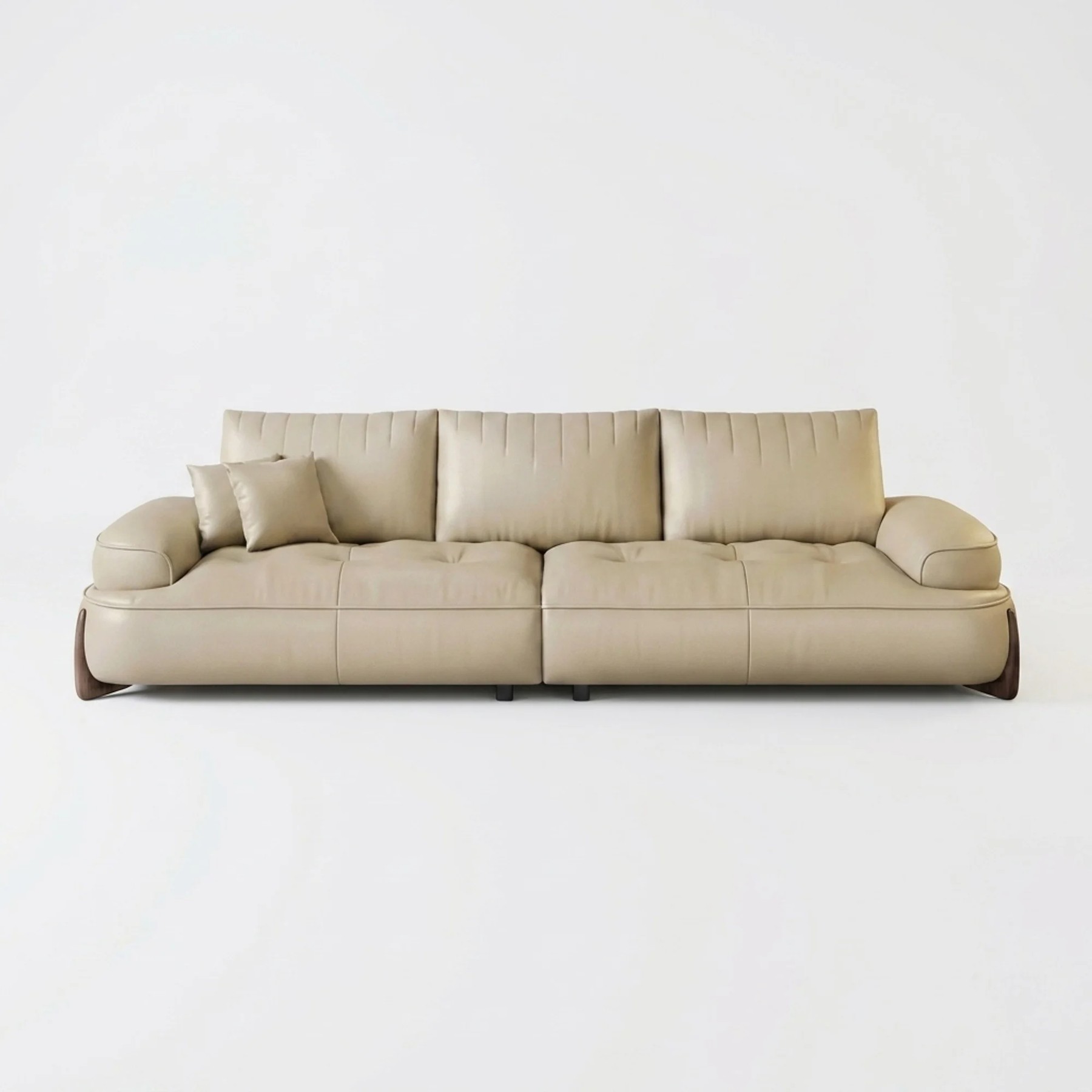 Straight Line Creamy Leather Sofa lifestyle 1