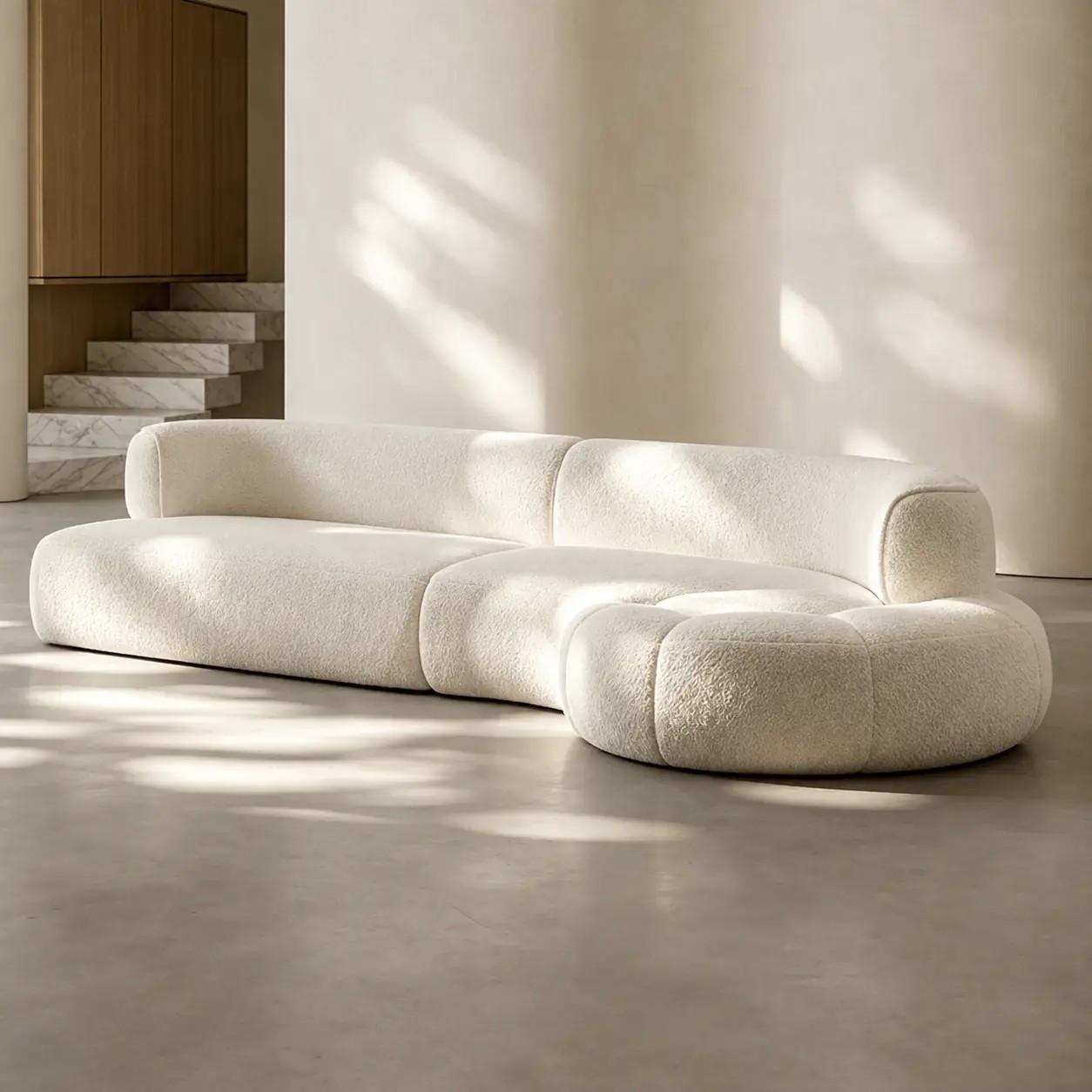 Modern Boucle Curved Modular Sectional Sofa lifestyle 1