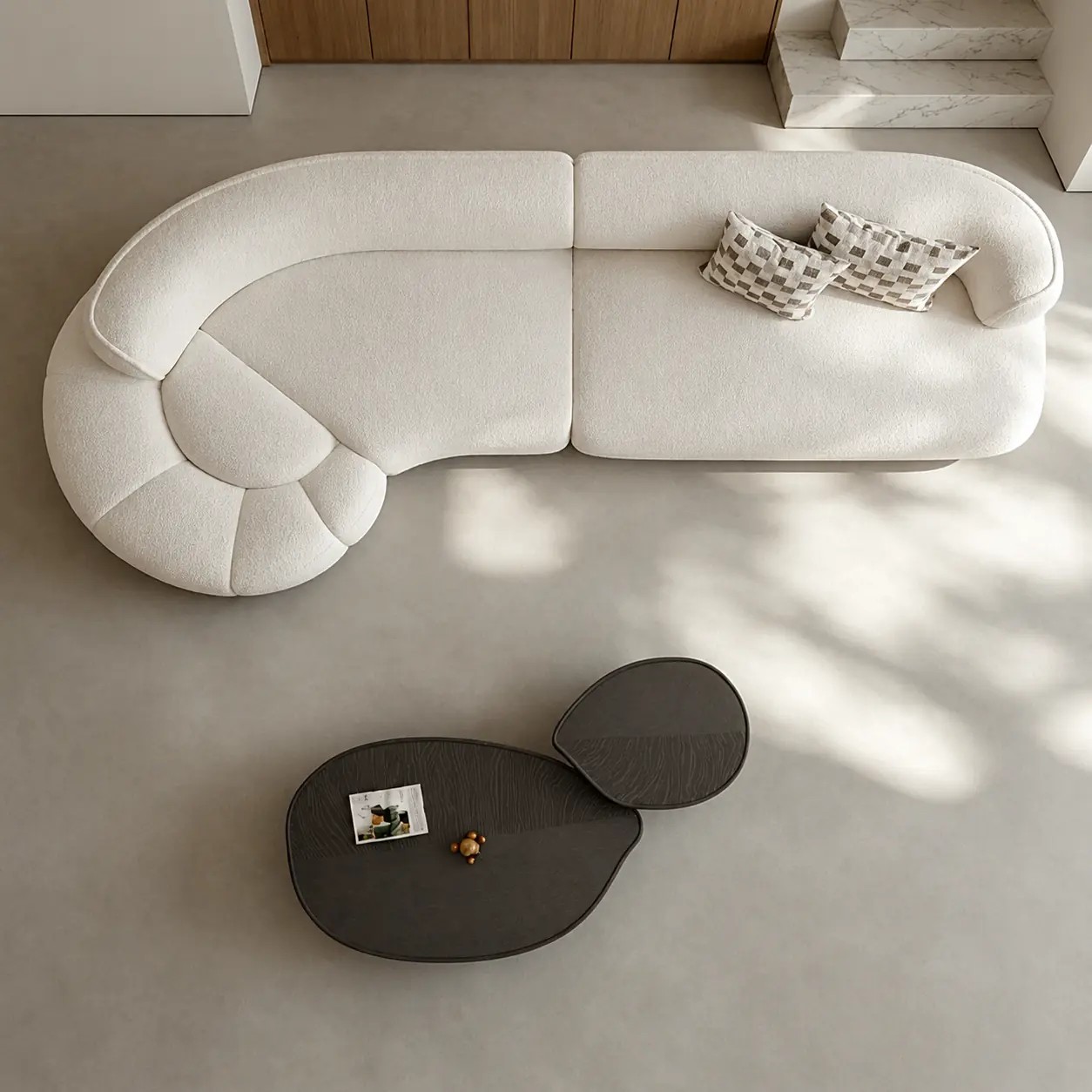 Modern Boucle Curved Modular Sectional Sofa lifestyle 3