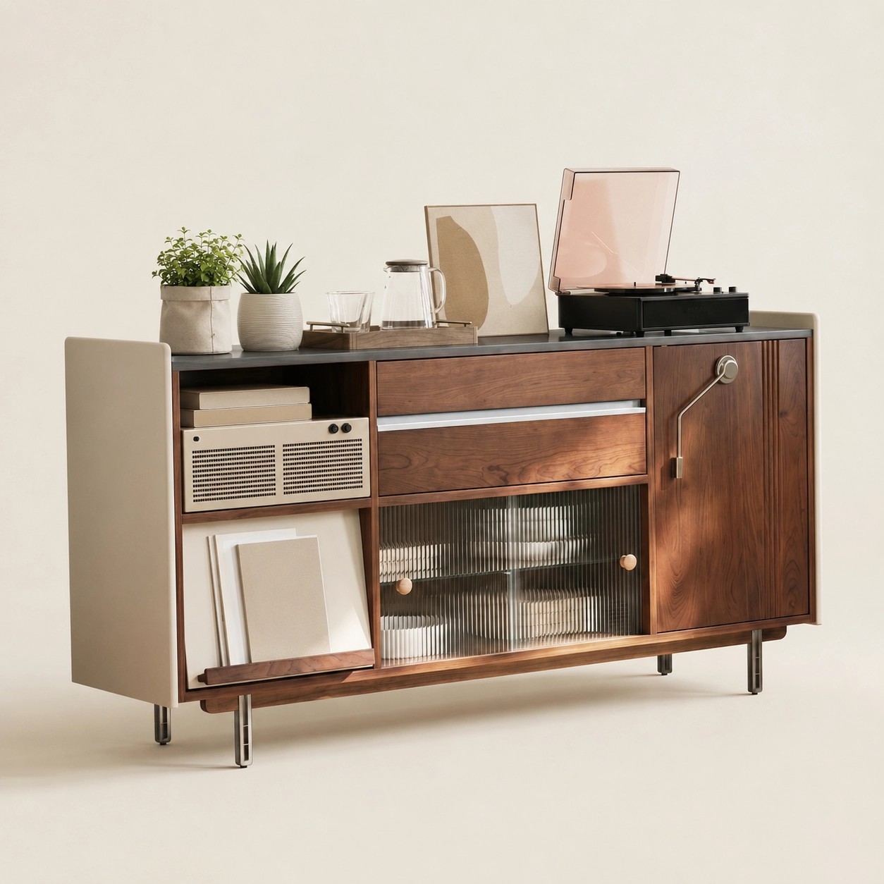 Cherry Wood Mid-Century Sideboard lifestyle 1