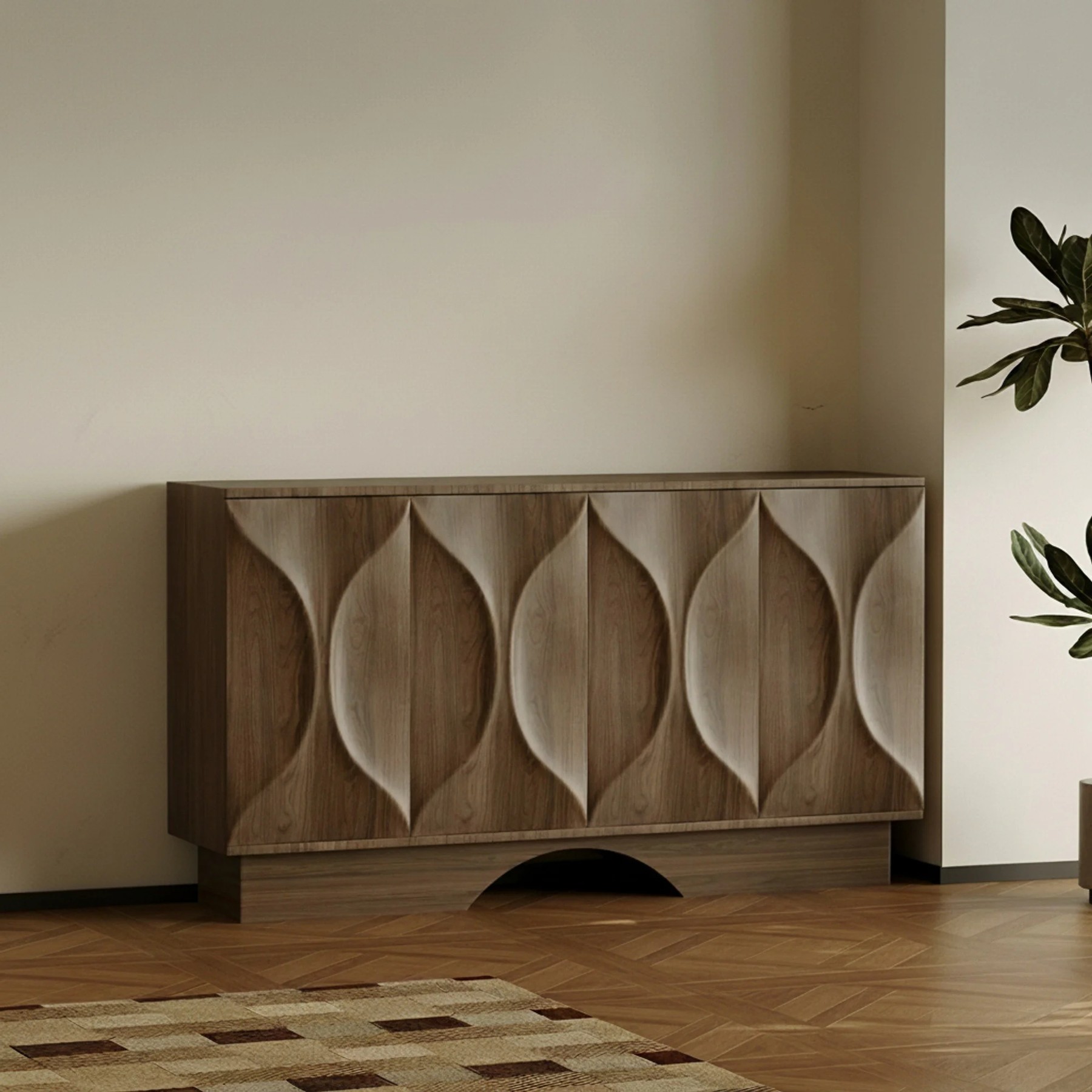 Wavy Walnut Veneer Sideboard lifestyle 1