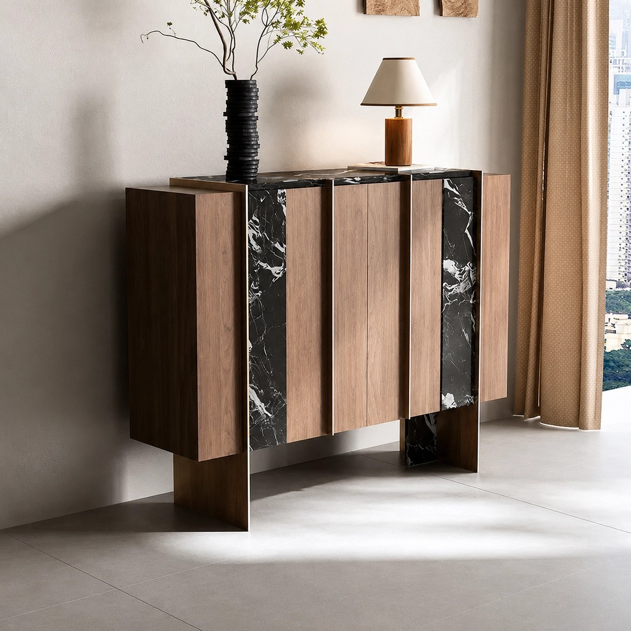 Mid-Century Solid Walnut Shoe Cabinet lifestyle 3